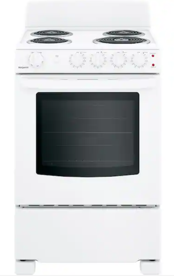 24 in. 4 Burner Element Free-Standing Electric Range Oven in White