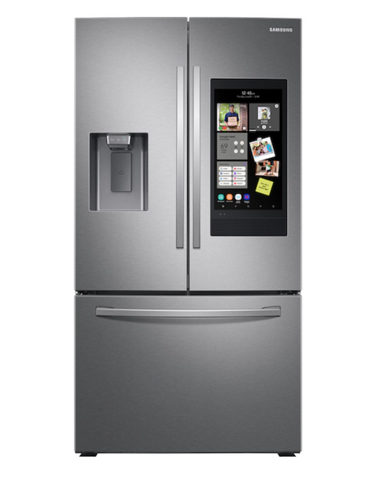 26.5 cu.ft large Capacity 3-Door French Door Refrigerator with Family Hub and External Water & Ice Dispenser in Stainless Steel